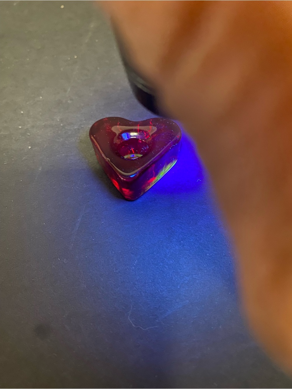 Heart Shaped Glass candle holder , glows